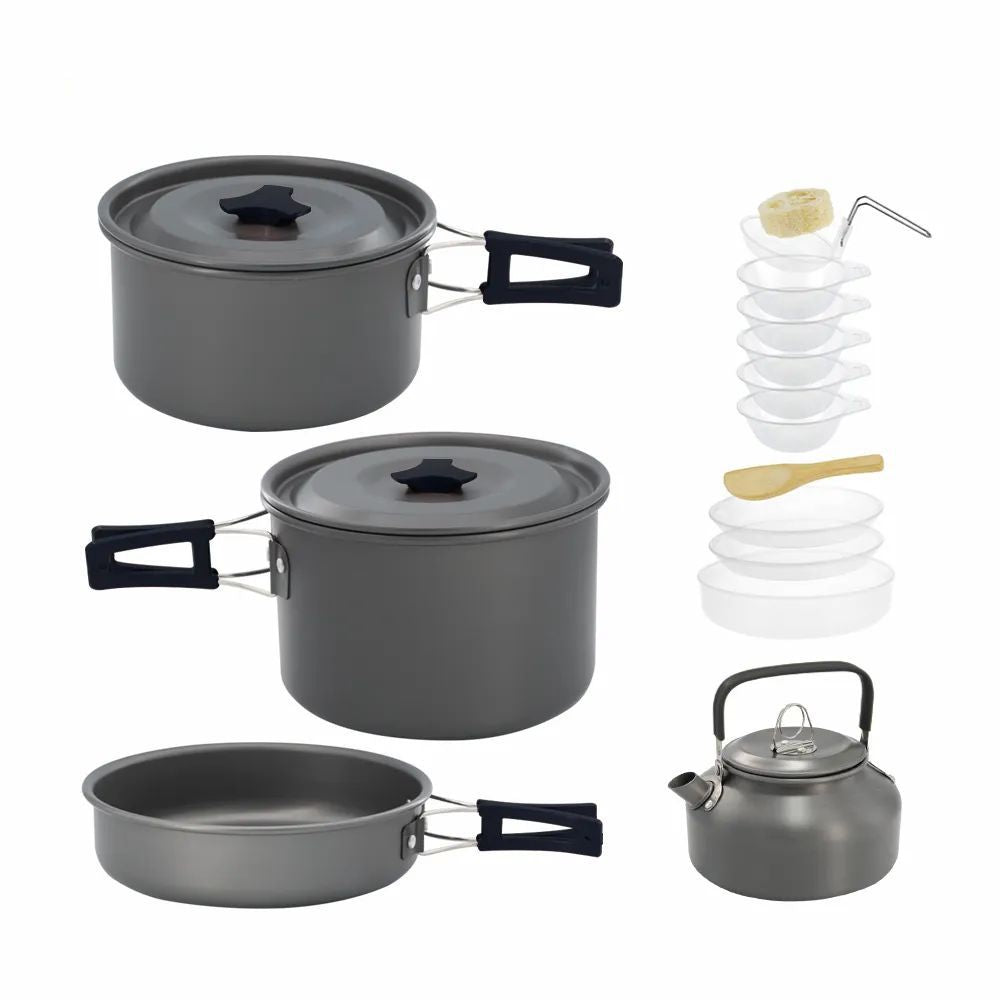 Outdoor Teapot Set Pot With Tableware Set Pot Combination Aluminum Oxide Material Portable Camping Pot Set Teapot
