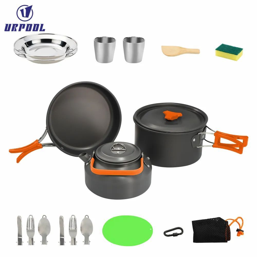 Camping Outdoor Supplies Hot Sale Camping Pot Teapot Set 2-3 People Picnic Barbecue Pot Cooker Equipment