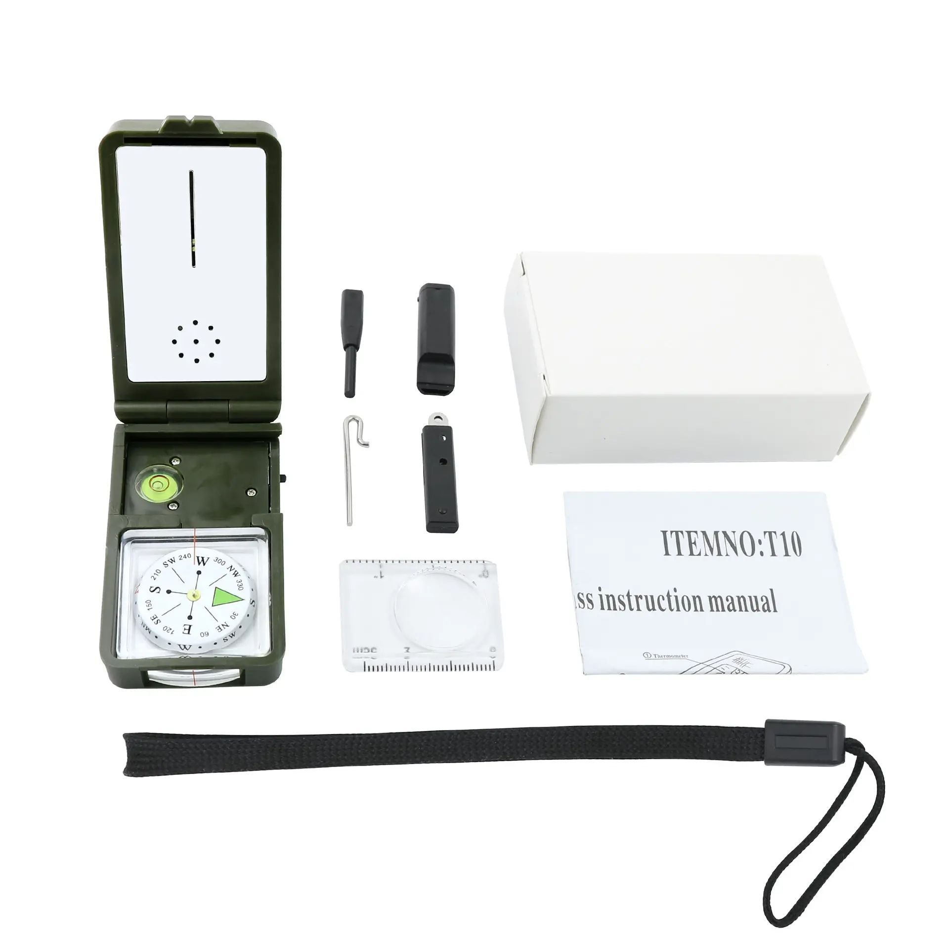 Manufacturers Provide Outdoor Plastic Multifunctional Compass Compass Needle Ten in One with Lamp Magnifying Glass