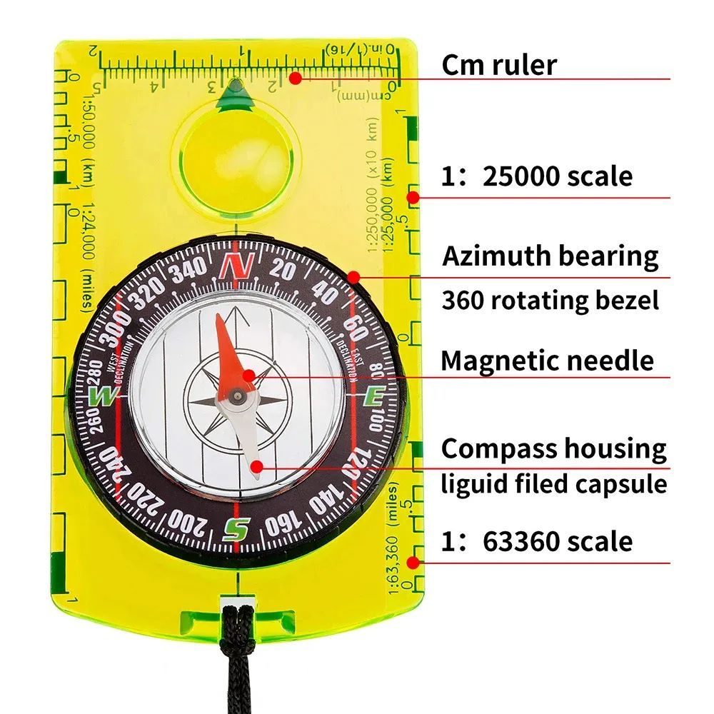 Navigation Compass Map Acrylic Backpack Compass Professional Field Compass for Map Reading Best Survival Tool