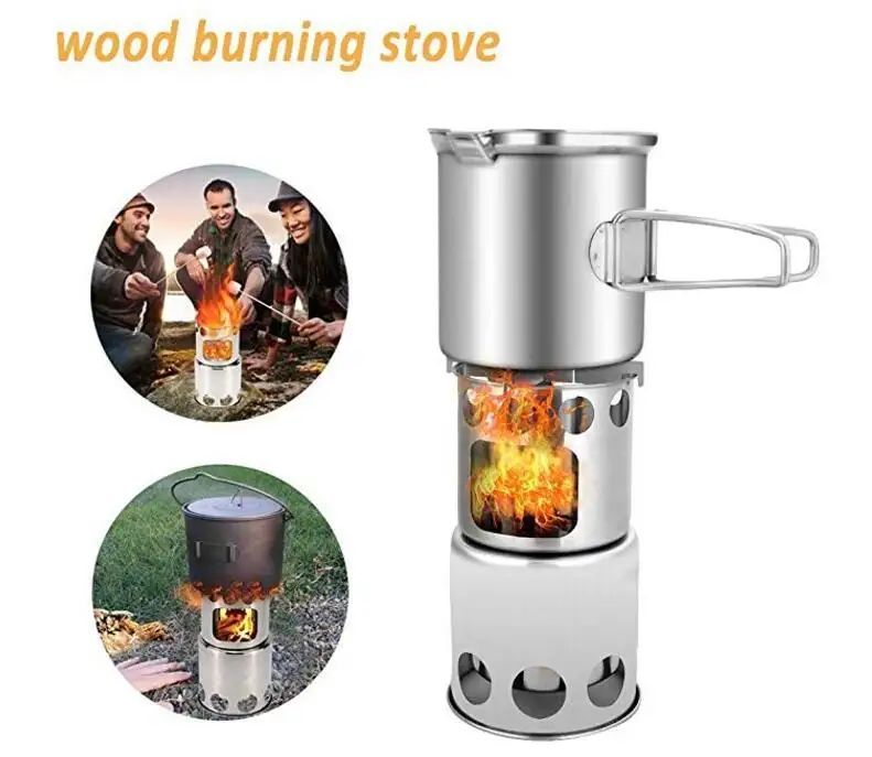 2025 New Products 304 Stainless Steel Camping Cookware Set Lightweight Outdoor Camping Hiking Backpacking Cooking Picnic